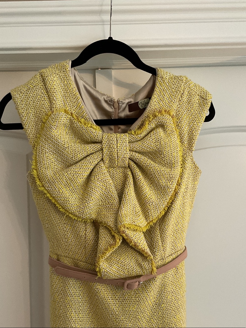 Anthro/Eva Franco Chartreuse Bow-Front Midi Dress - Picture 2 of 10